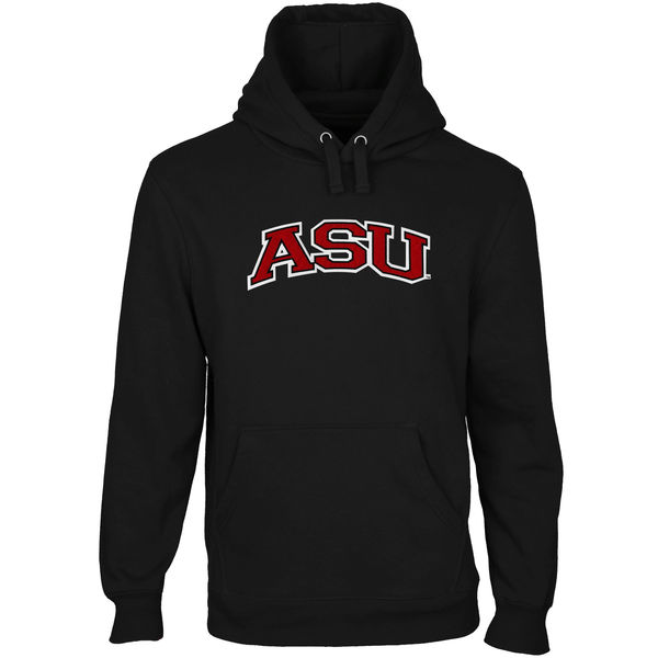Men NCAA Arkansas State Red Wolves Arch Name Pullover Hoodie Black
